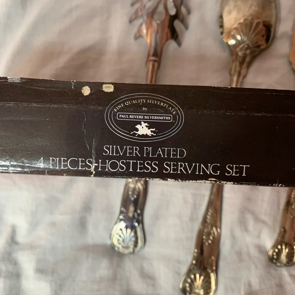 vintage 1987 Godinger silver plated 4 pieces-hostess serving set Paul Revere
